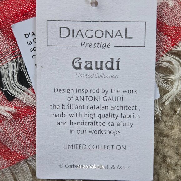 NWT Linen Scarf Gaudí Barcelona Spain Architect--Diagonal Prestige Limited Editi - Picture 6 of 12